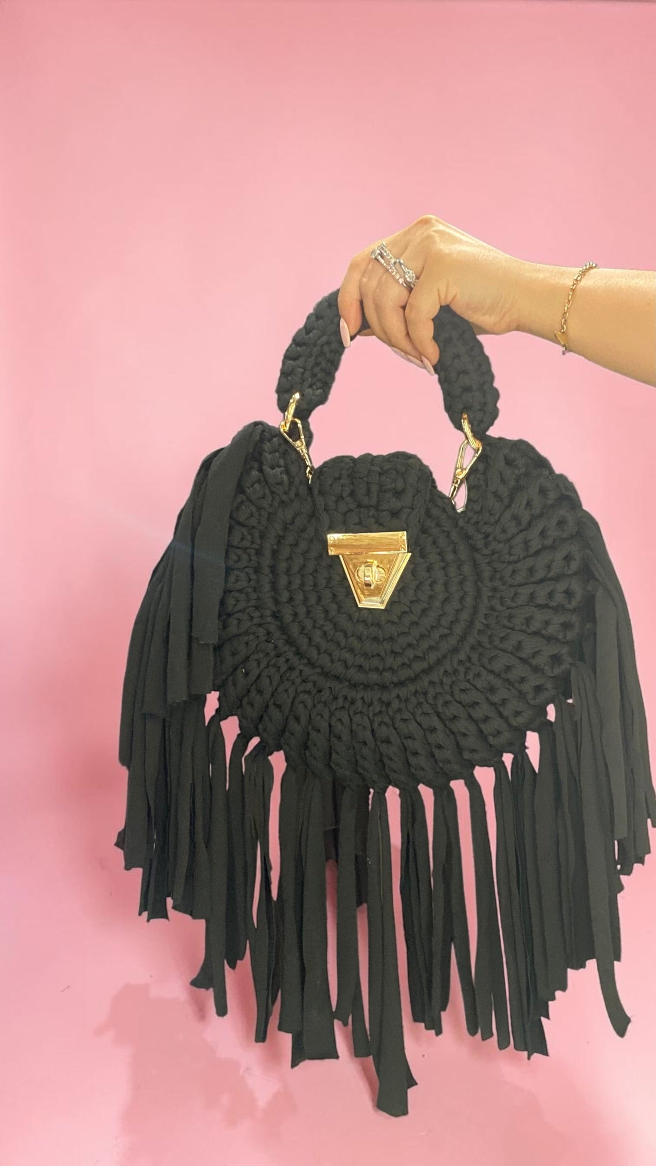 Borsa a maglia con frange 🎀🥐