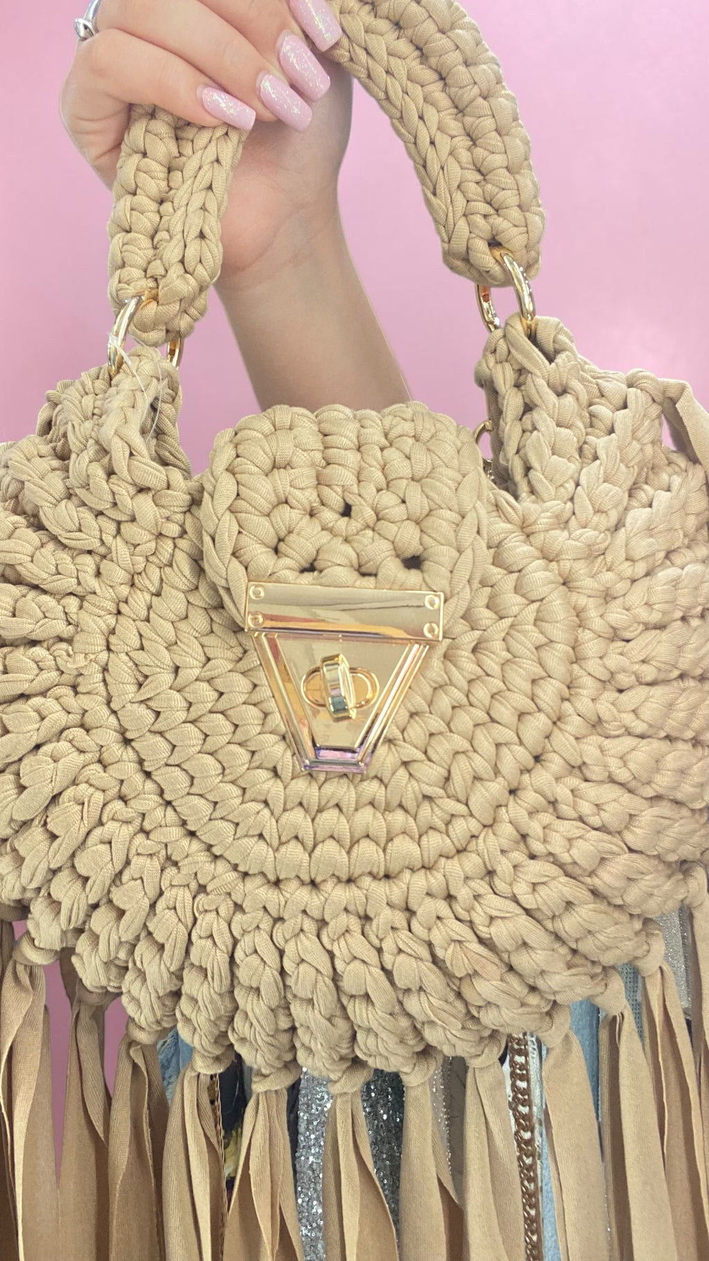 Borsa a maglia con frange 🎀🥐