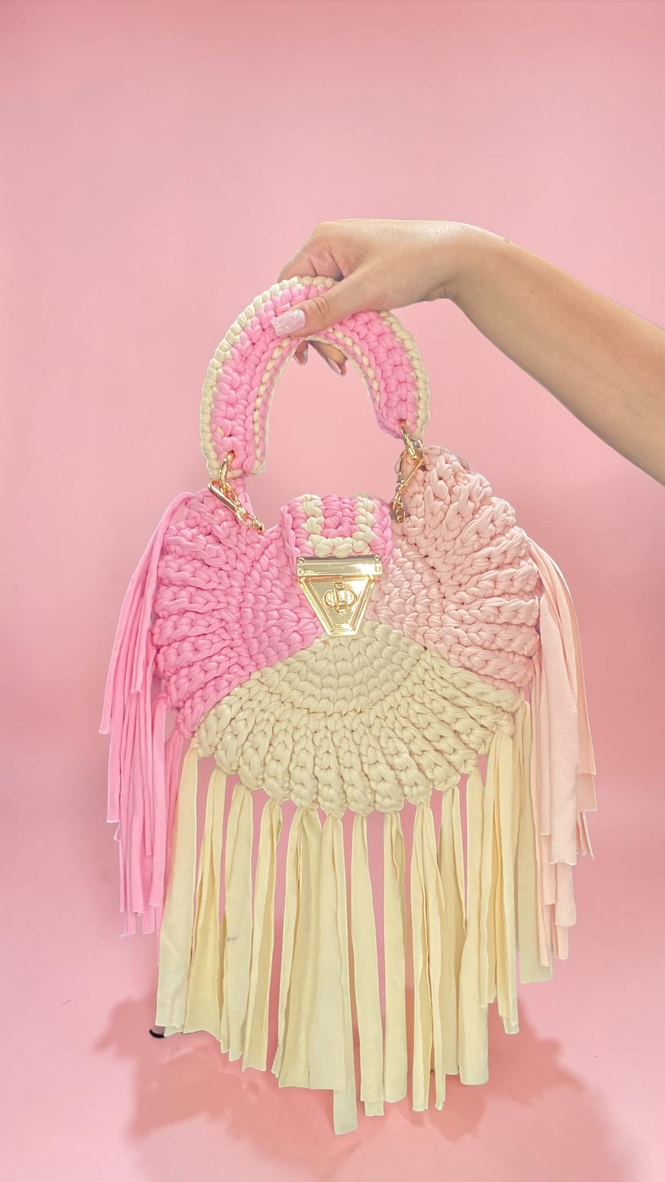 Borsa a maglia con frange 🎀🥐