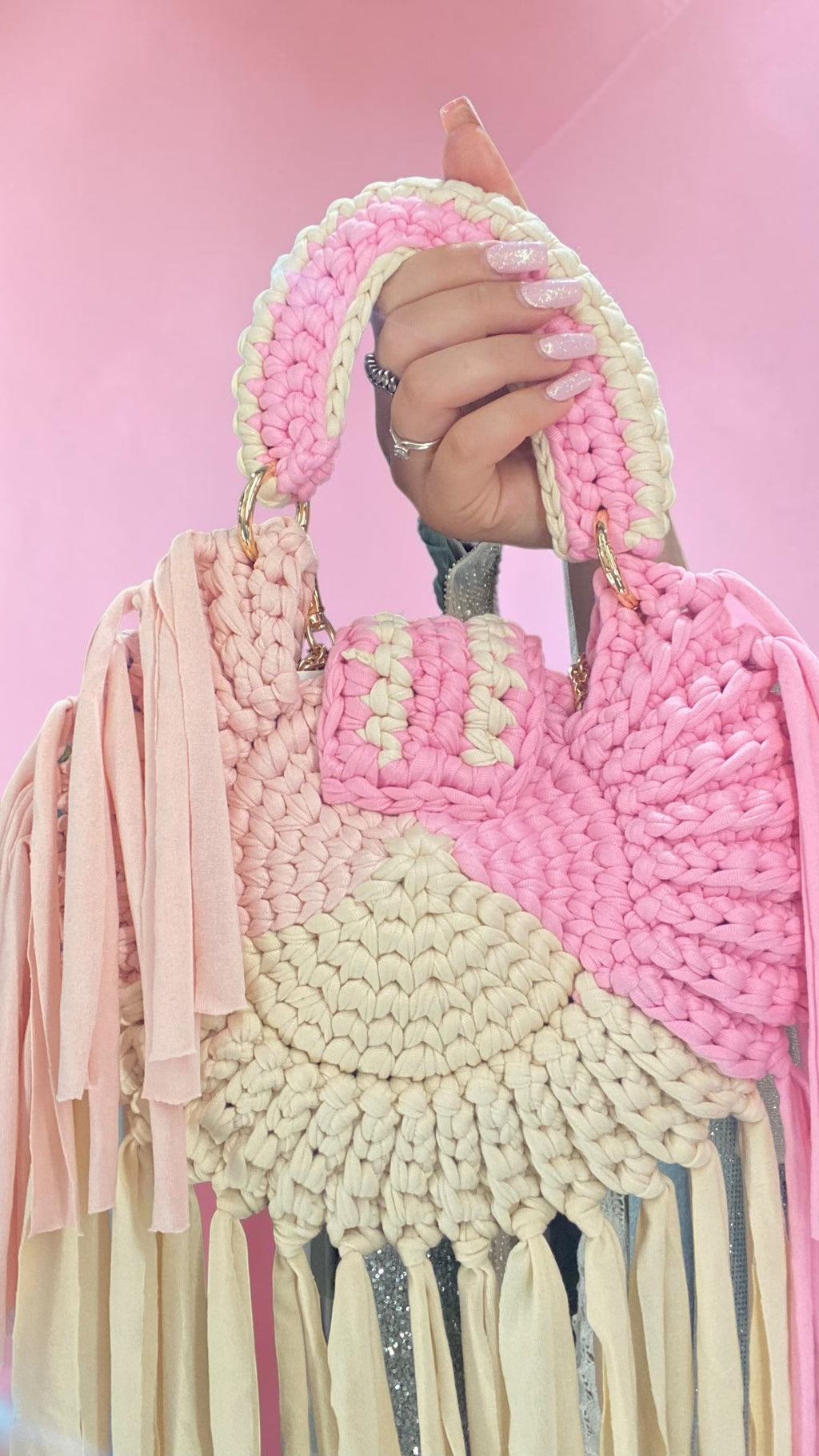 Borsa a maglia con frange 🎀🥐