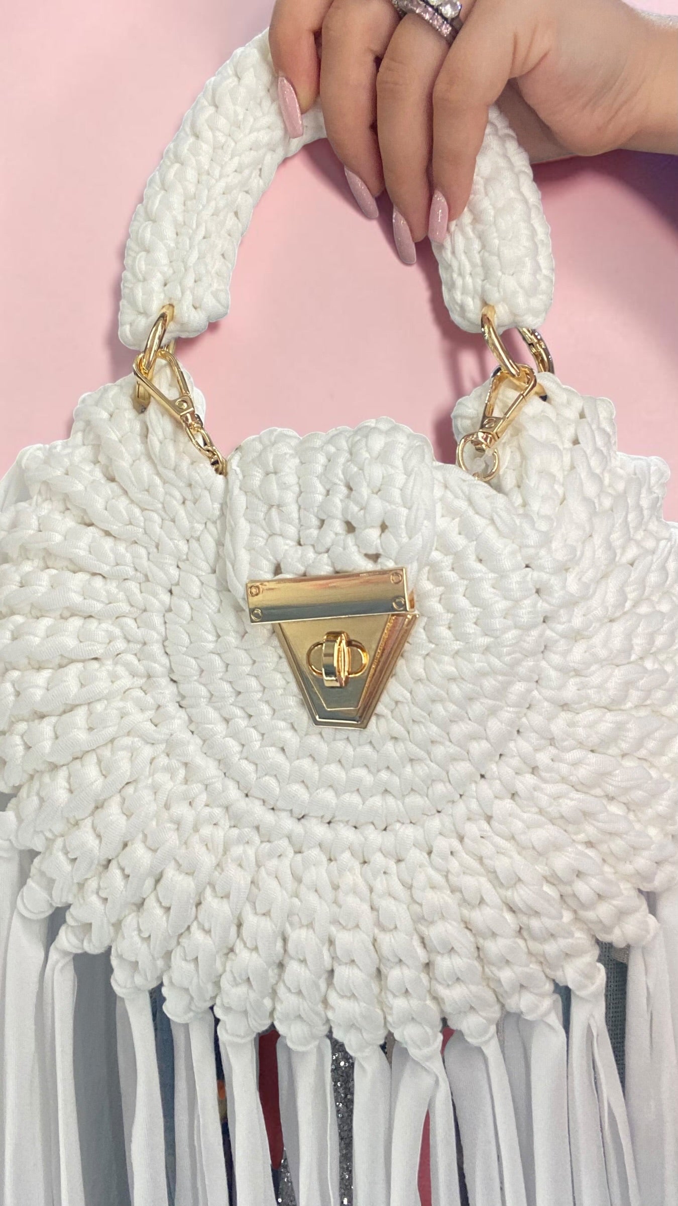 Borsa a maglia con frange 🎀🥐