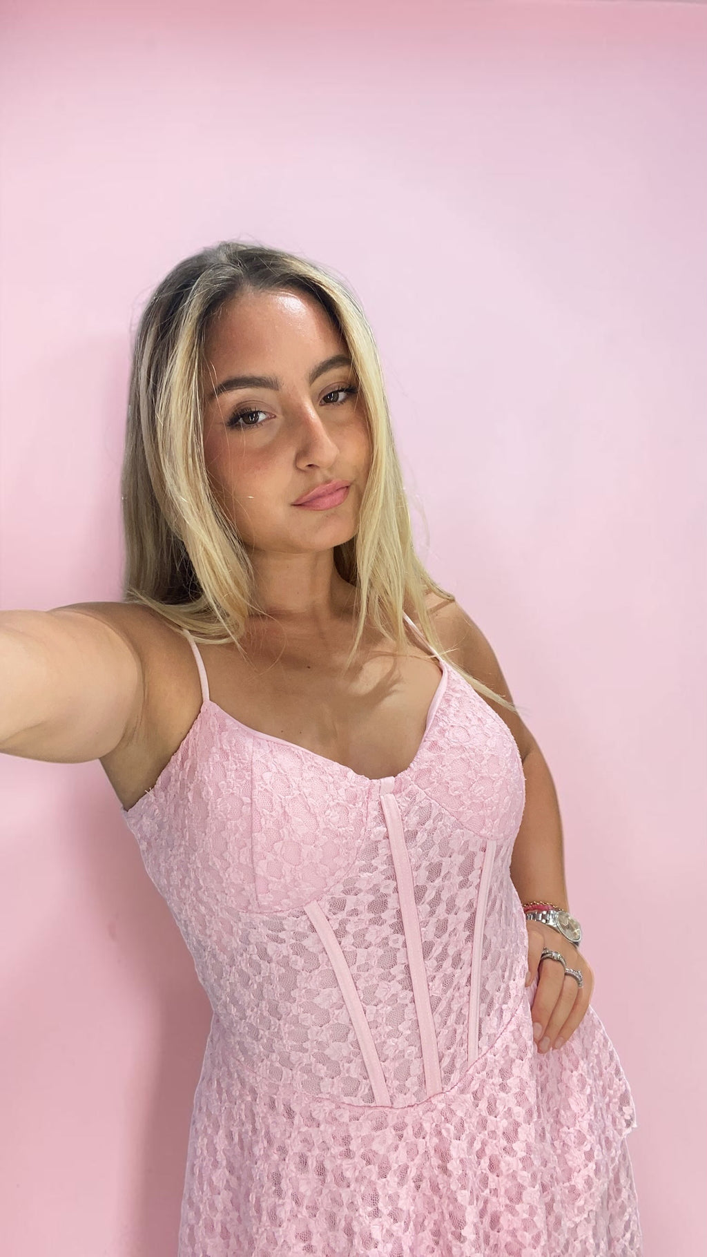 Abito pink pizzo