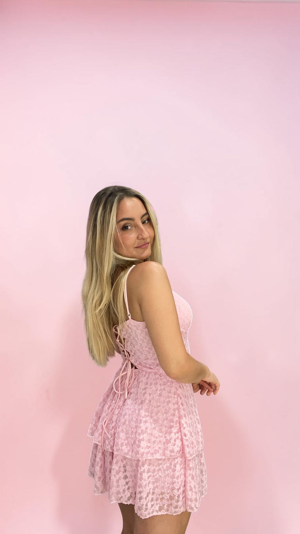 Abito pink pizzo