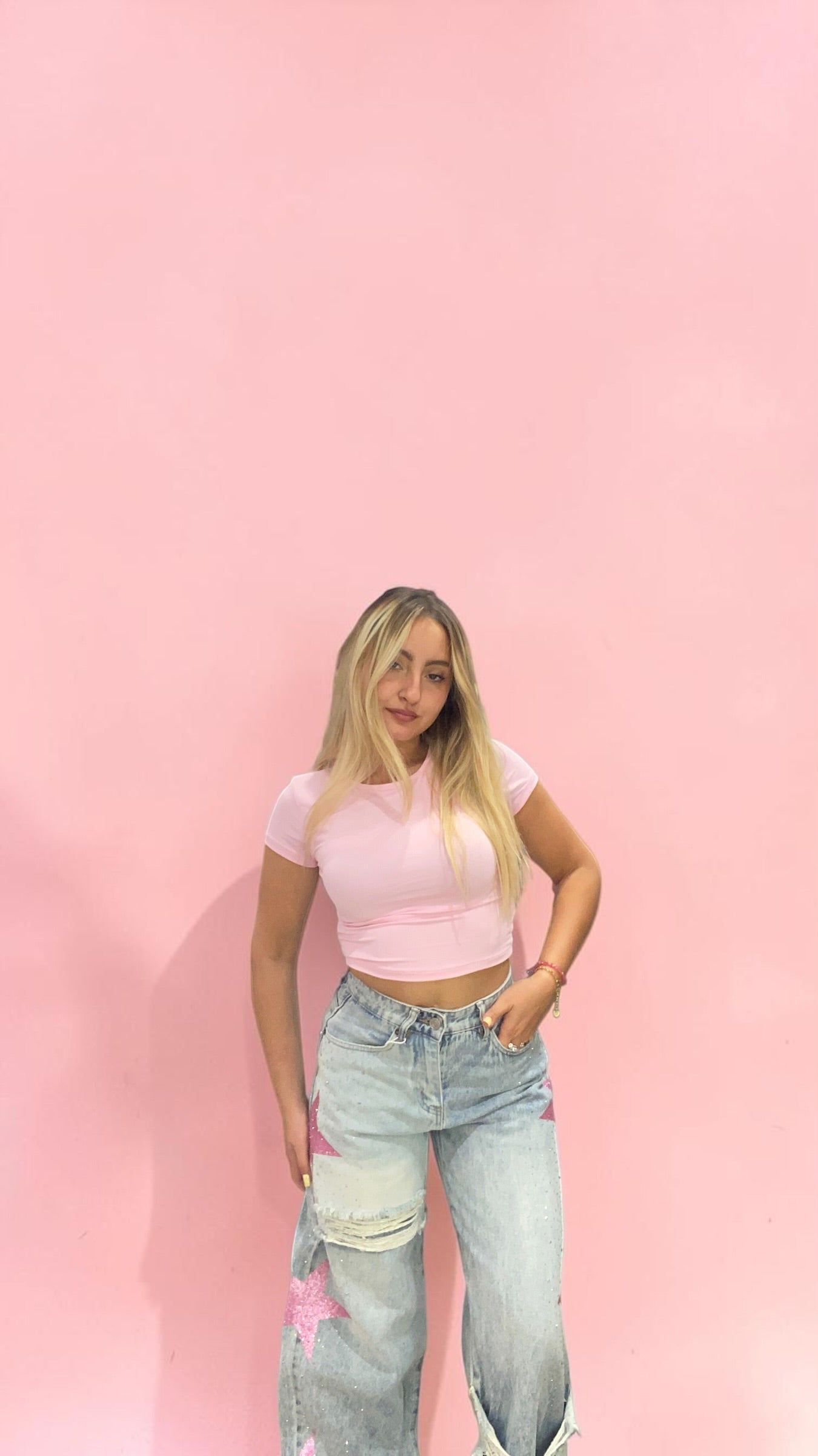 Jeans stelle rosa 💕